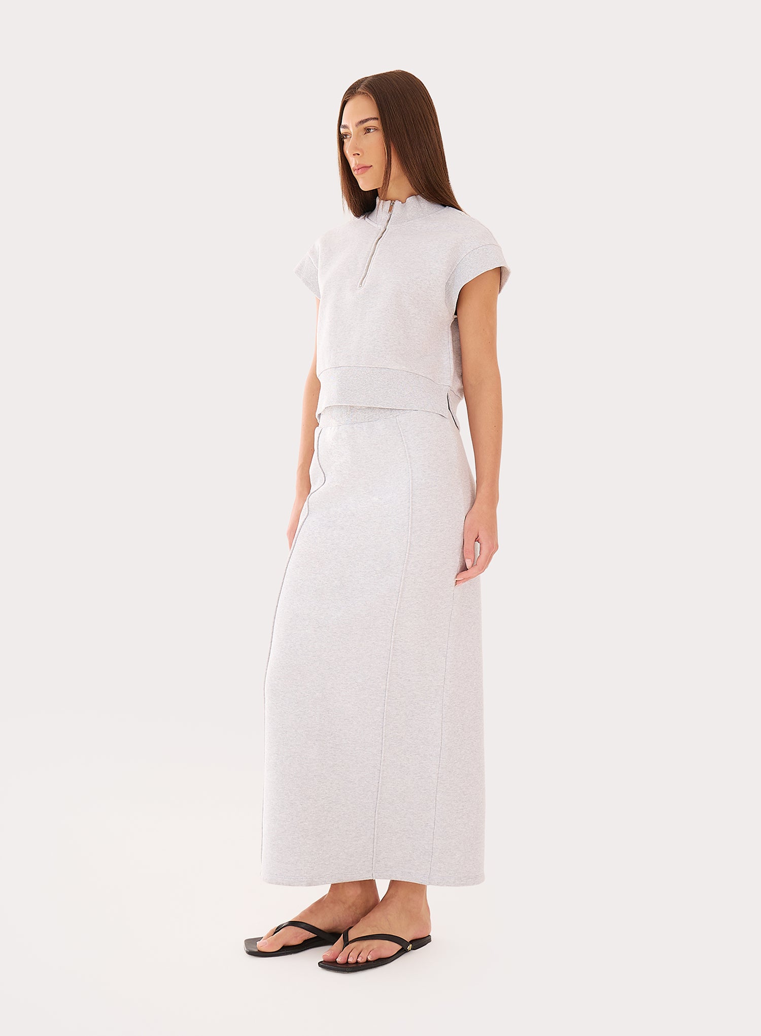 Light Grey Cotton Maxi Sweat Skirt